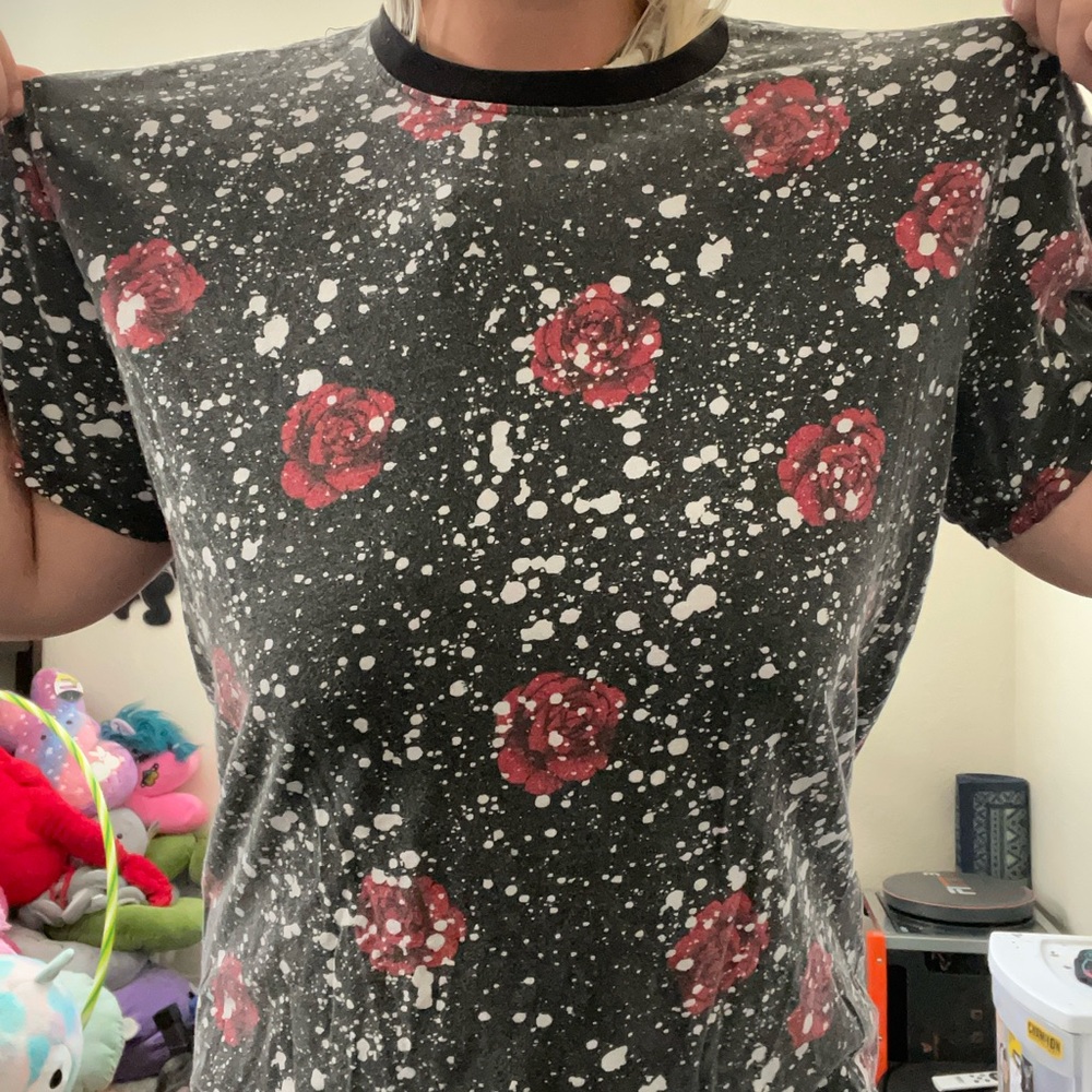 Floral Black and Red Women's Top